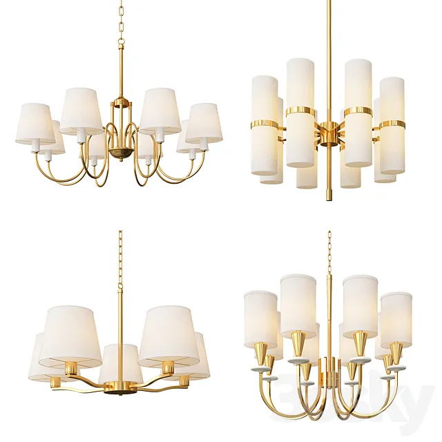 Four Nice Classic Chandeliers 3DS Max Model