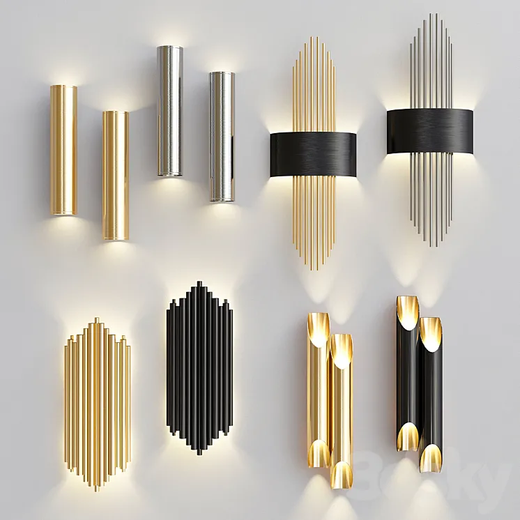 Four Nice Wall Lights_3 3DS Max