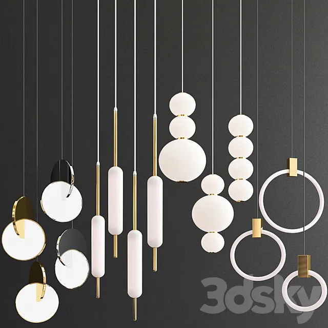 Four pendant lamps 3DS Max Model