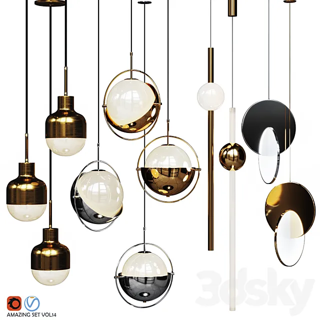 Four Pendant Lights amazing set vol. 14 3DSMax File