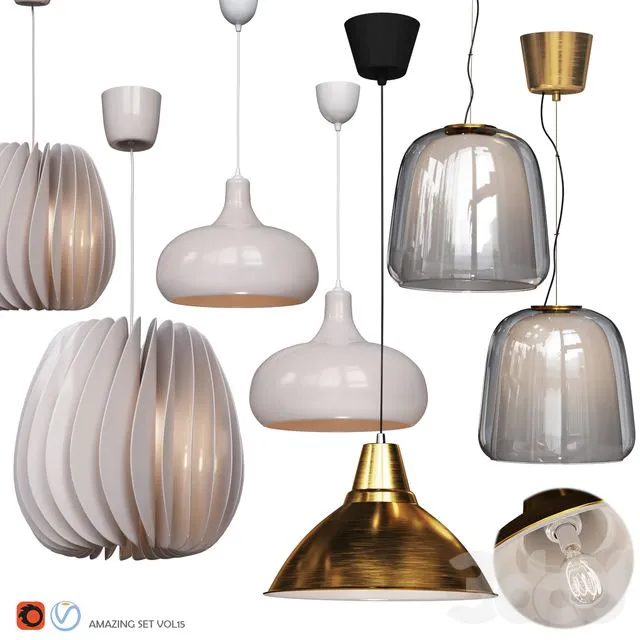 Four Pendant Lights amazing set vol. 15 3dsMax Model