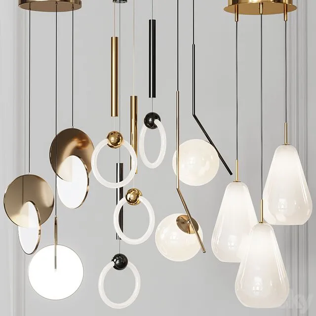 Four Pendant Lights amazing set vol.24 3dsMax Model