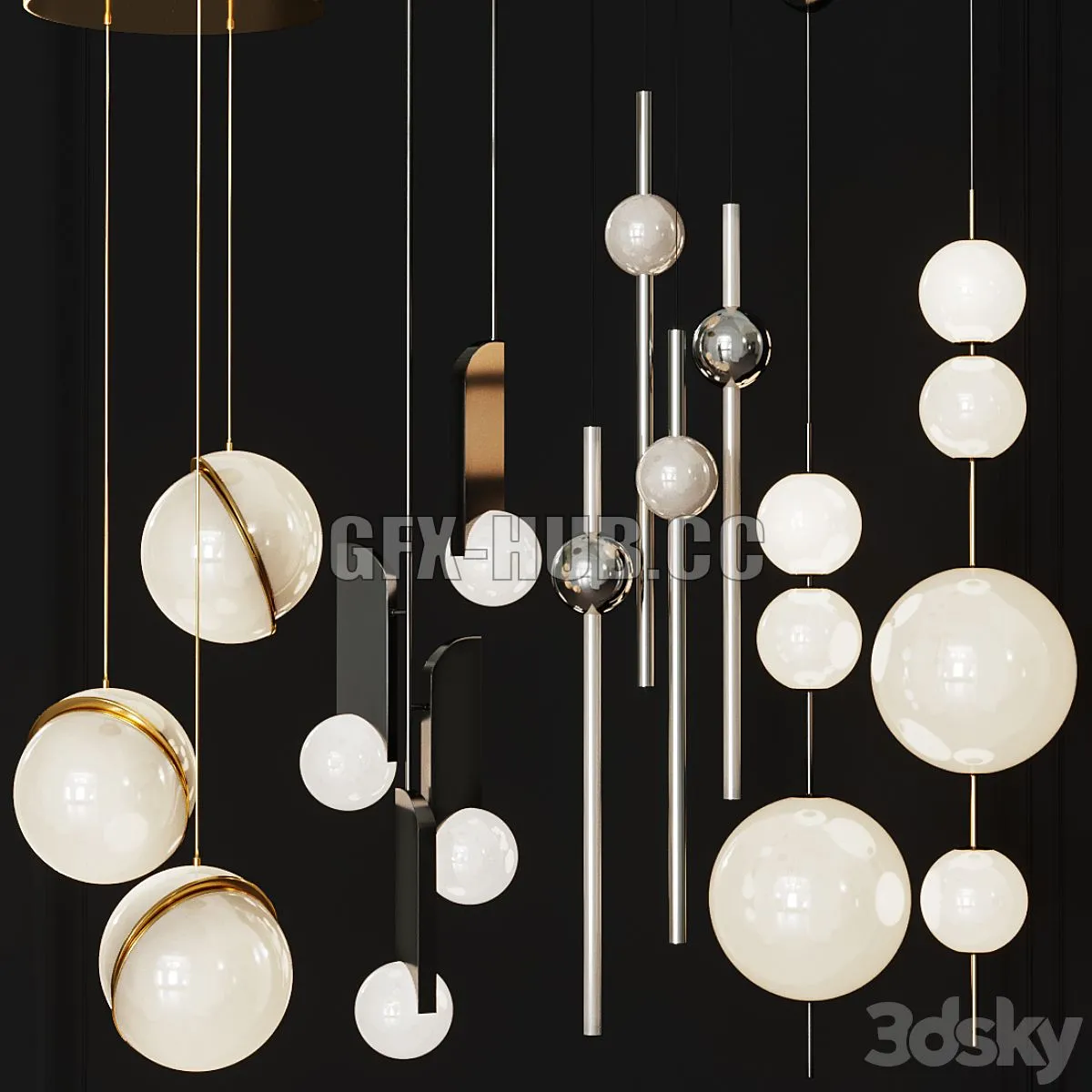 Four Pendant Lights amazing set vol 26 3dsMax Model