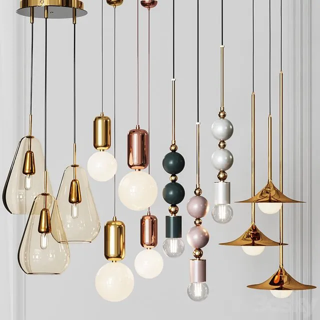 Four Pendant Lights amazing set vol. 27 3dsMax Model