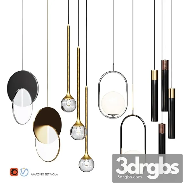 Four pendant lights amazing set vol.4 3dsmax Download