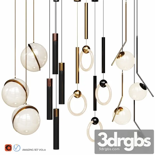 Four pendant lights amazing set vol12 3dsmax Download