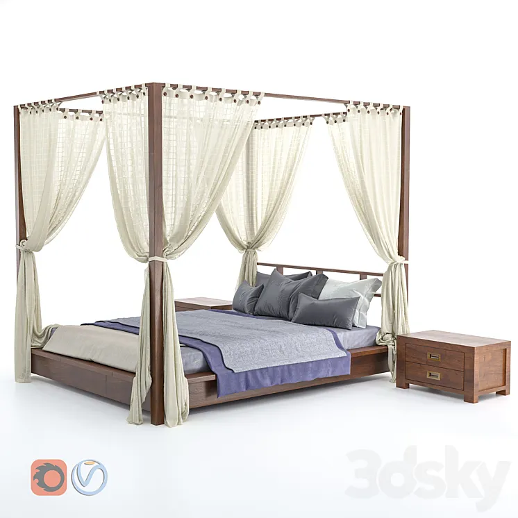 Four-poster bed 3DS Max Model