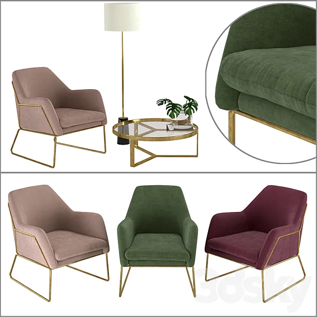 Frame Armchair Aula Coffee Table Rita Floor Lamp by Made 3ds Max