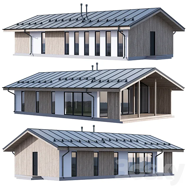 Frame modular house 120 m2 with PREFAB frame technology 3ds Max