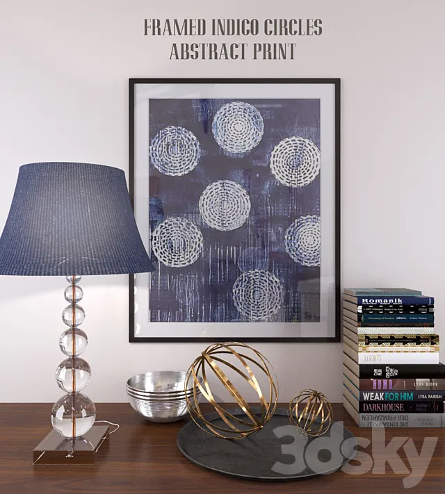 FRAMED INDIGO CIRCLES ABSTRACT PRINT 3DS Max Model