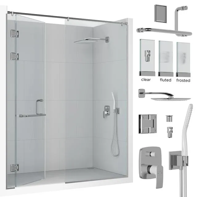 Frameless Shower Set 01 3dsMax Model