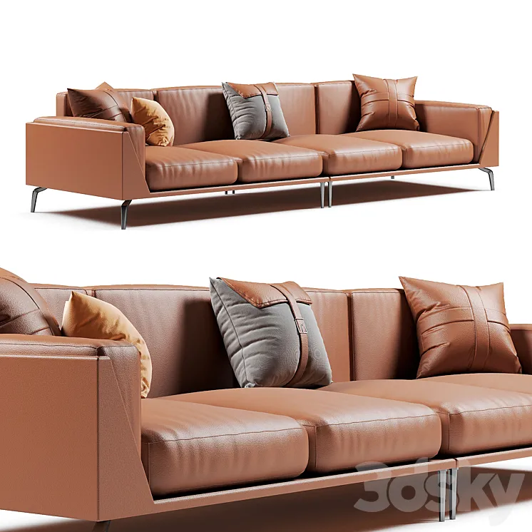 Francesca Neo-modern Genuine Leather Sofa 3DS Max