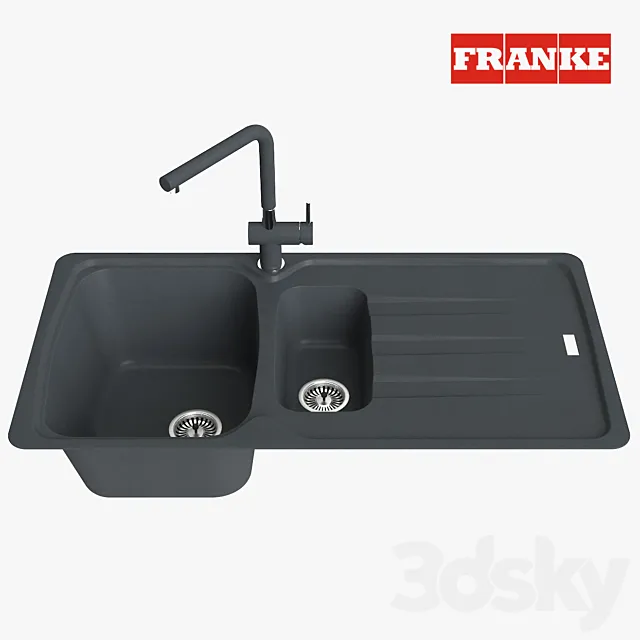 Franke Aneta Sink AZG 651 Fragranite Onix 3ds Max