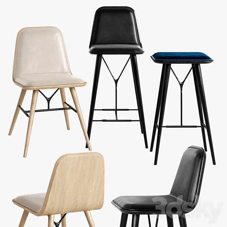 Fredericia Spine Stool Barstool Chair 3DS Max