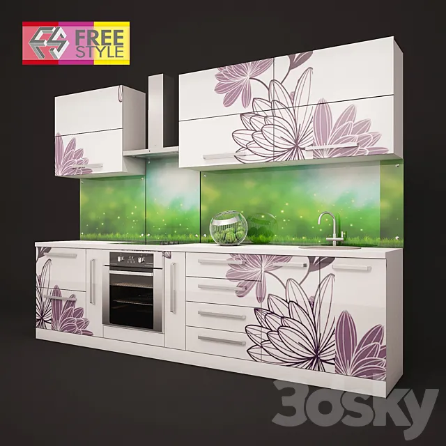 Free-style kitchen 3DS Max Model