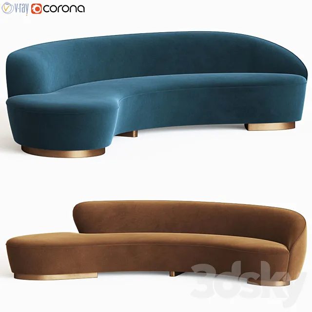 Freeform Curved Sofa With Arm Vladimir Kagan 3ds Max