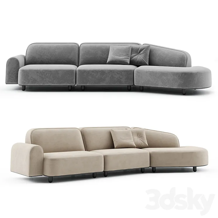 Freeform Curved Sofa With Arm Vladimir Kagan 3DS Max Model