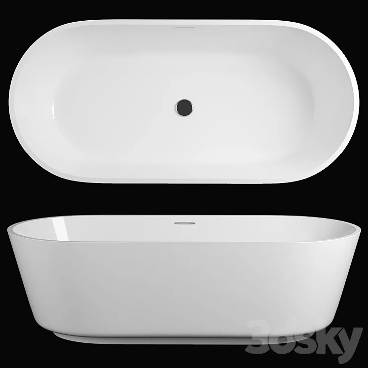 Freestyle Solid Surface Acrylic Resin Stone Freestanding Bath Tub KKR-B079 3DS Max Model