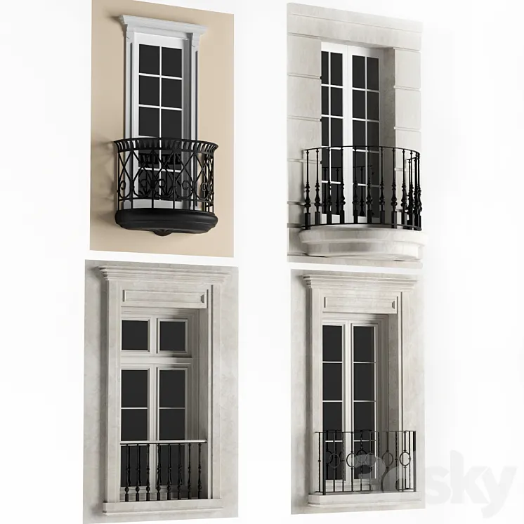French balcony 3DS Max