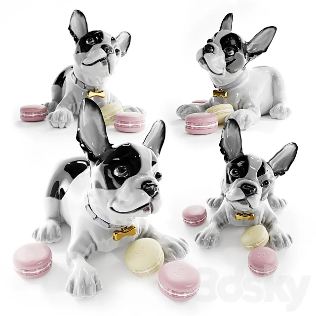 French Bulldog with Macarons Dog Figurine 3DS Max Model