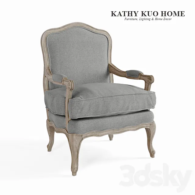 French Country Bastille Dark Gray Linen Salon Armchair 3ds Max