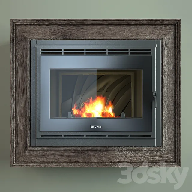 French fireplace insert glass Tertio 74 3DSMax File
