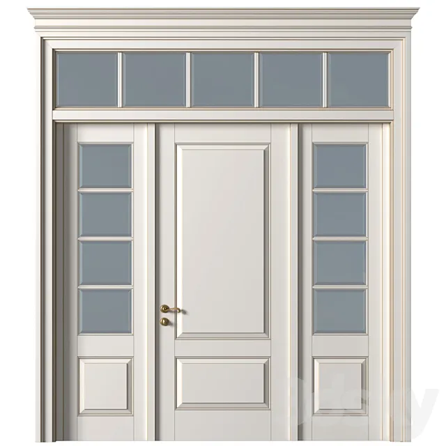 French Interior doors in classic style. French Art Deco Modern Door Partition.Entrance to the house 3ds Max