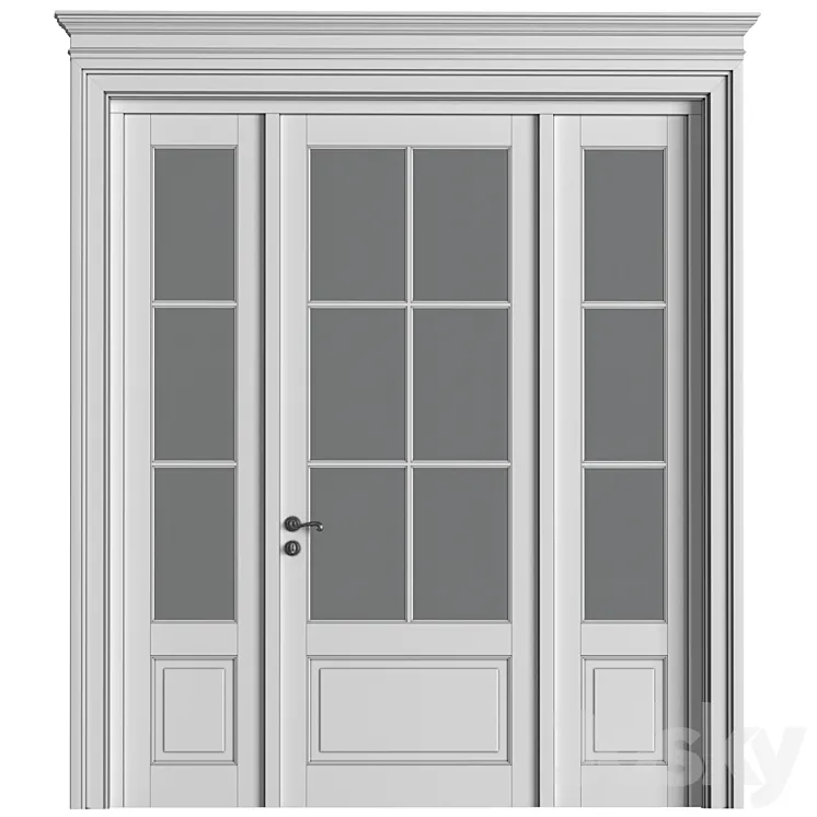 French Interior doors in classic style. French Art Deco Modern Door Partition.Entrance to the house 3DS Max Model