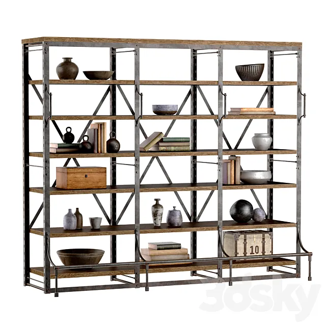 FRENCH LIBRARY WIDE RACK II 3DS Max Model