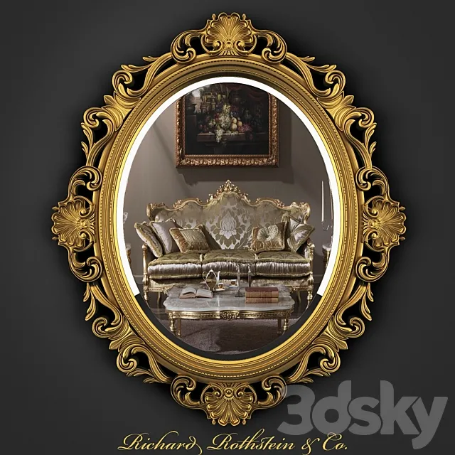 French Style Gold Mirror 3DSMax File