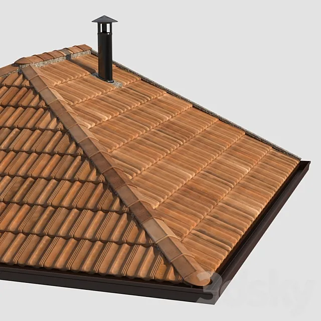 French tile roof 3ds Max