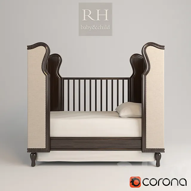 french upholstered wing crib 3ds Max