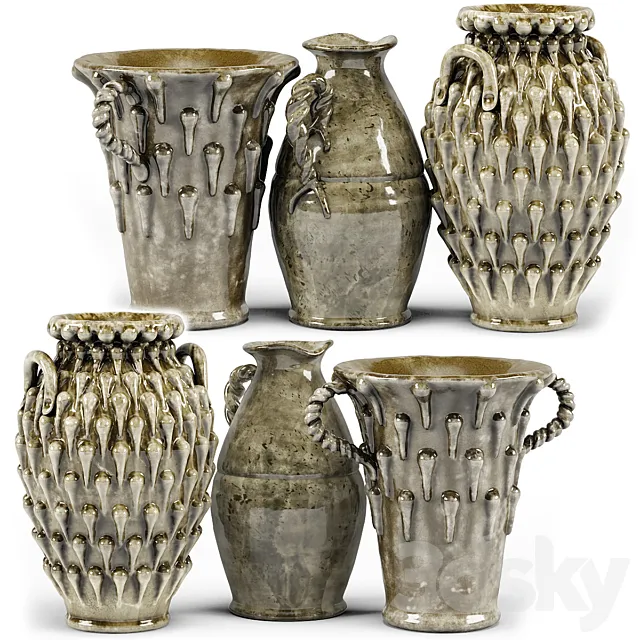 French vase set 3ds Max