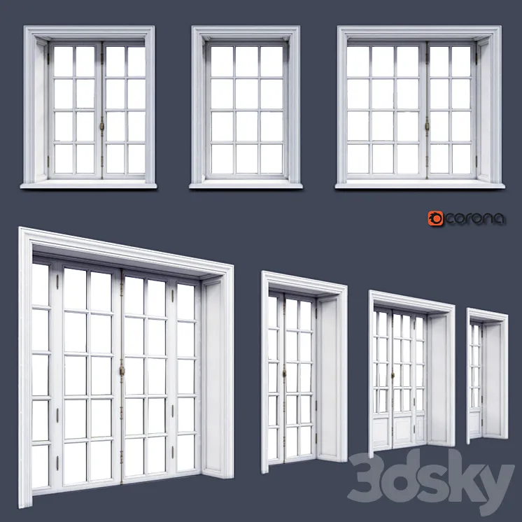 french windows 3DS Max