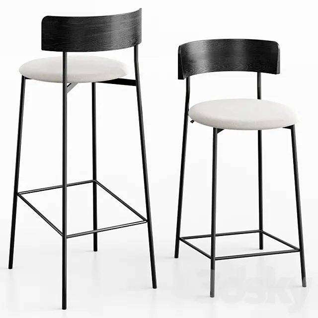 Friday bar stool black 3DS Max Model