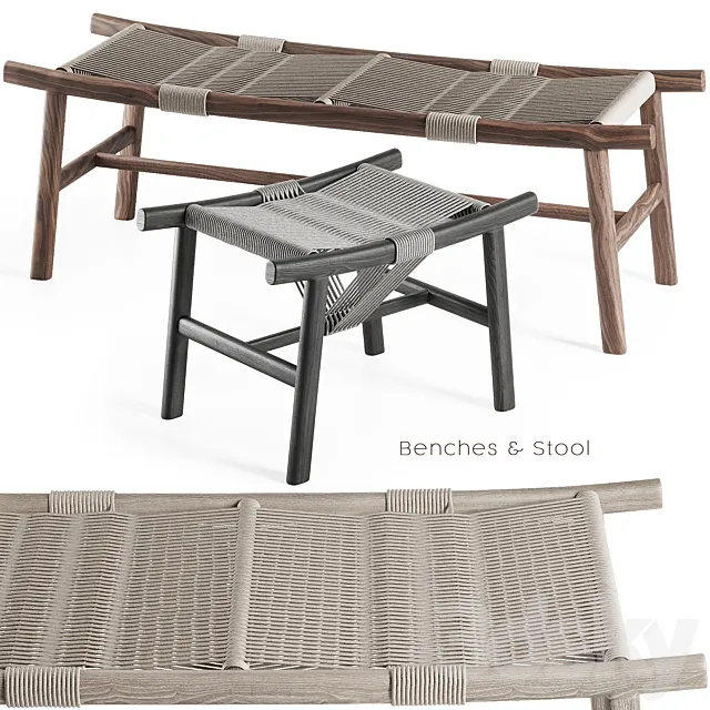 Frigerio – Huli Benches & Stool 3ds Max