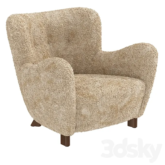 Fritz Hansen Easy Chair in Beige Sheepskin Model 1669 1930s 3ds Max