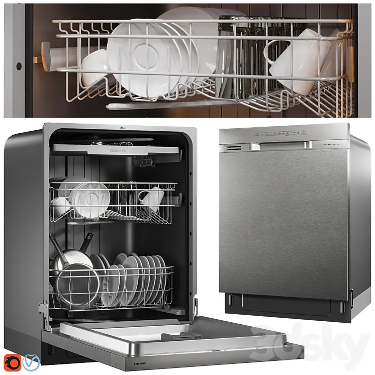 Front Control Dishwasher 001 3DS Max