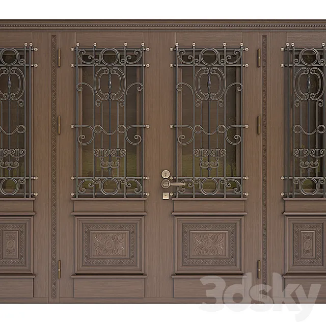 Front door with carvings and forged elements 3DS Max Model