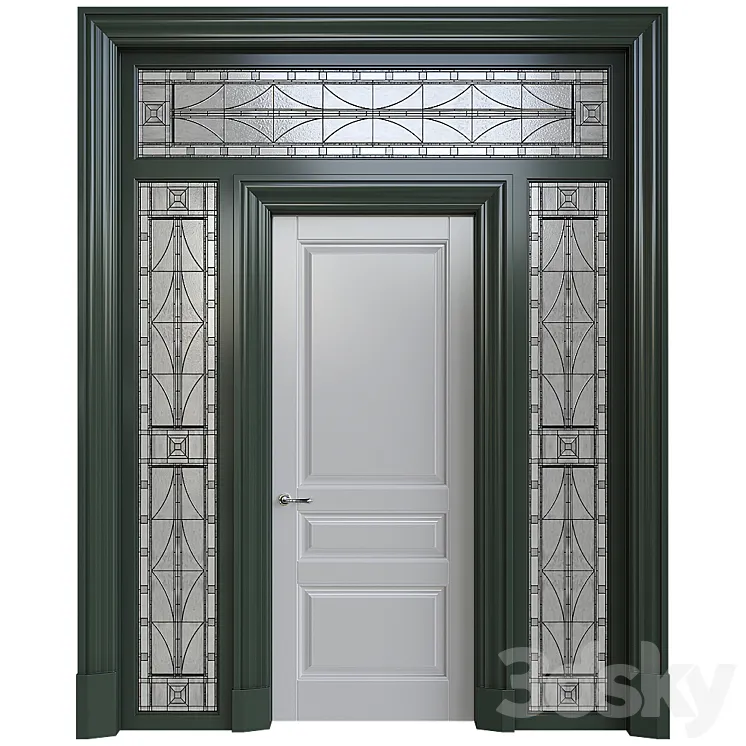 Front door with stained glass 3DS Max
