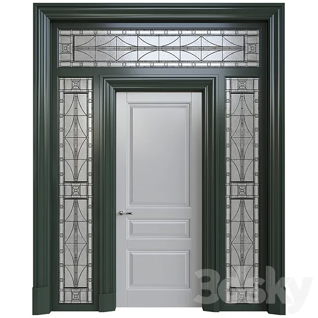 Front door with stained glass 3dsMax Model