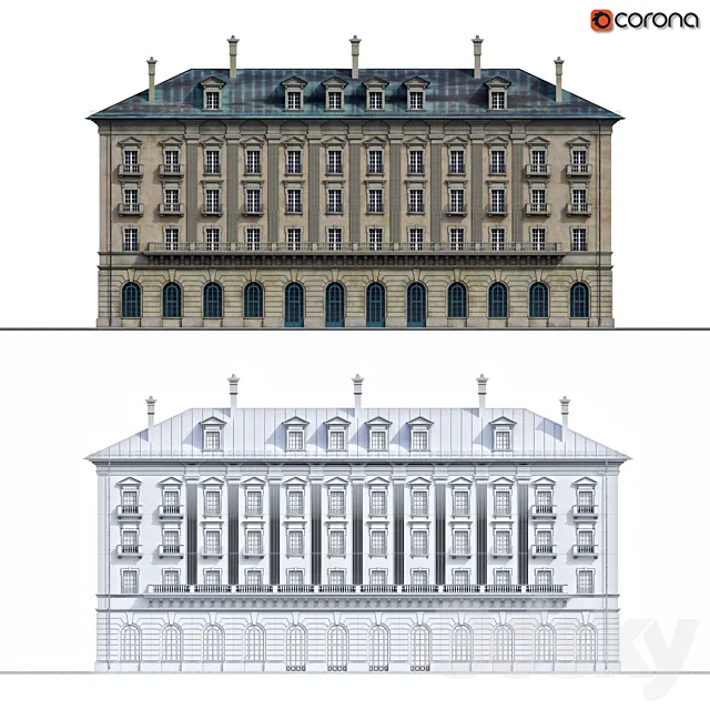 Front of the house in the style of classicism 3DSMax File