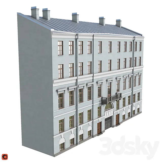 Front of the house on the Fontanka 3ds Max