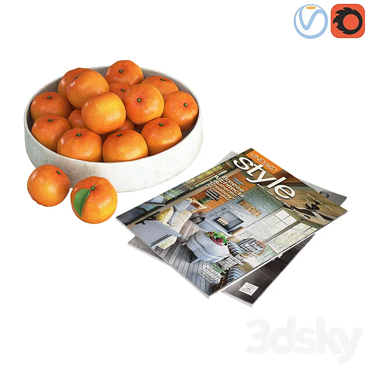Fruit bowl mandarins 3DS Max