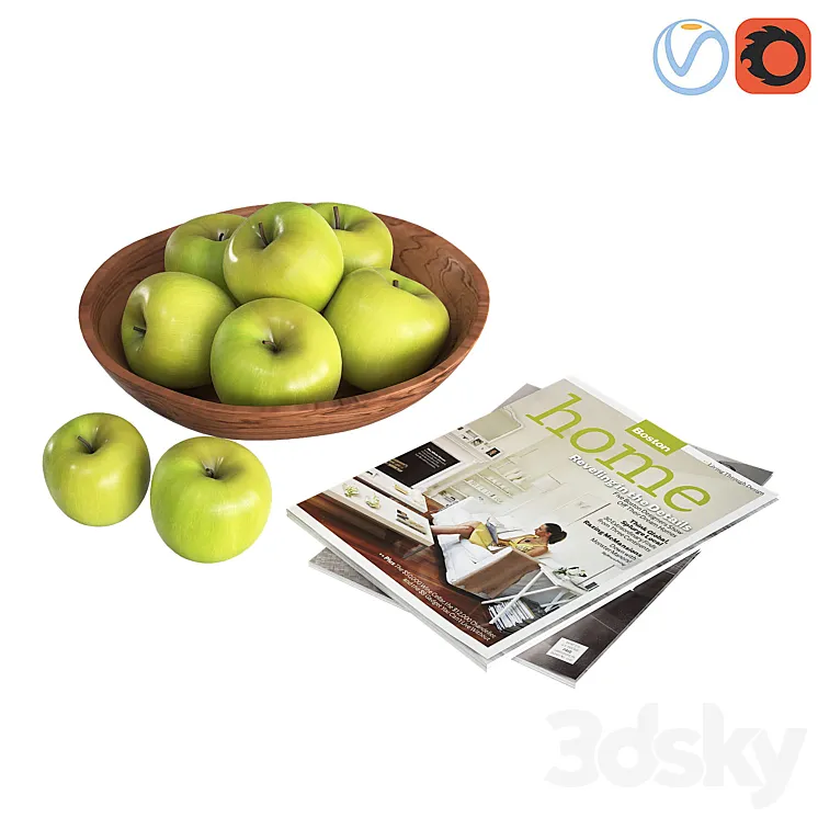 Fruit Bowls Green apples 3DS Max