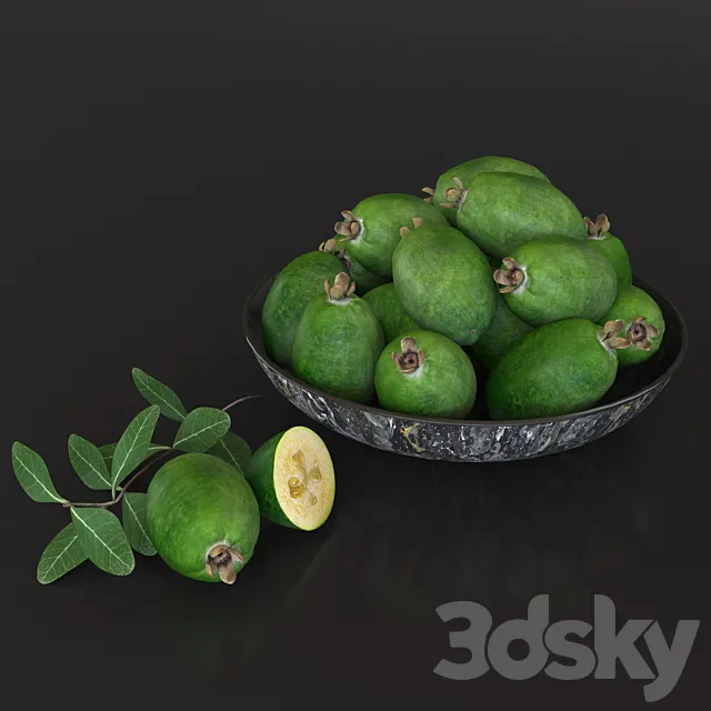 Fruit plate feijoa 3ds Max