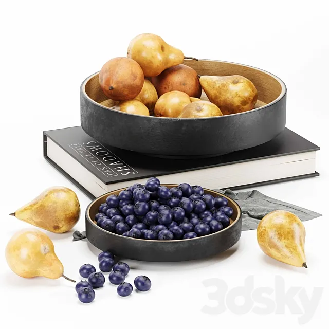 fruit set pear blueberry 3ds Max