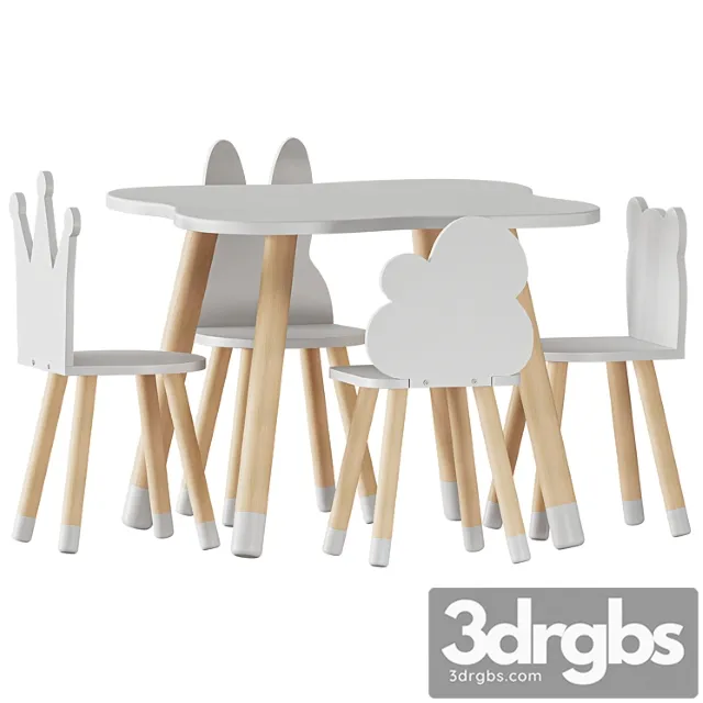 Fun wooden kids table and chairs set