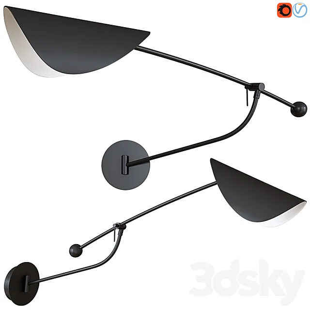 Funambule Adjustable Contemporary Metal Wall Light 3ds Max