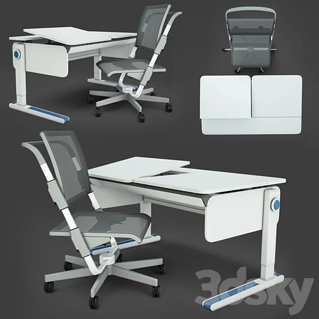 Function ergonomic desks and chairs 3DSMax File